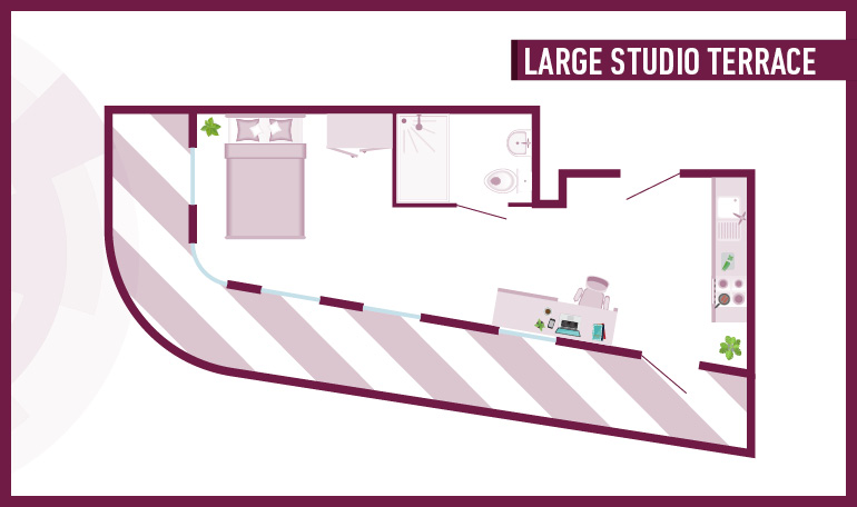 2324 0105 Briggate Studios, Leeds Digital Floorplans large studio terrace