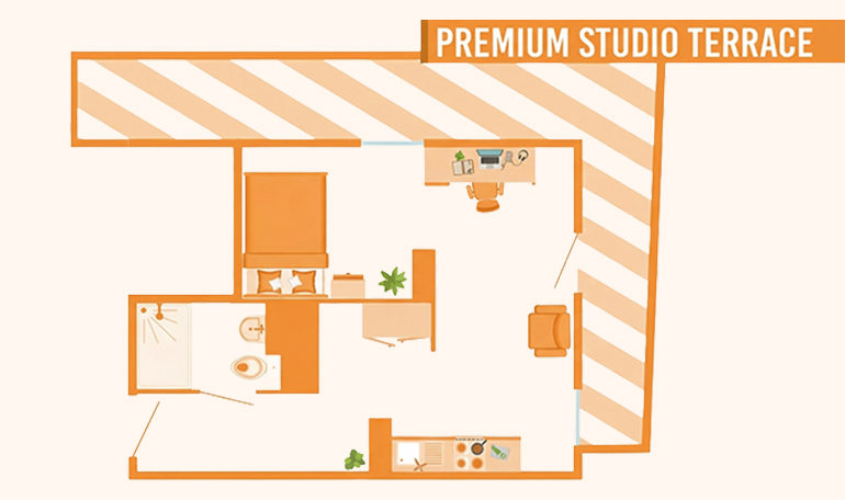 premium studio terrace floor plan